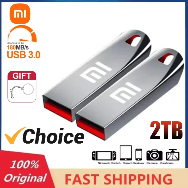 Xiaomi 2TB Metal Usb Flash Drives High Speed Pendrive 1TB 512GB Pen Drive Portable SSD Memoria Usb Flash Disk TYPE-C Adapter