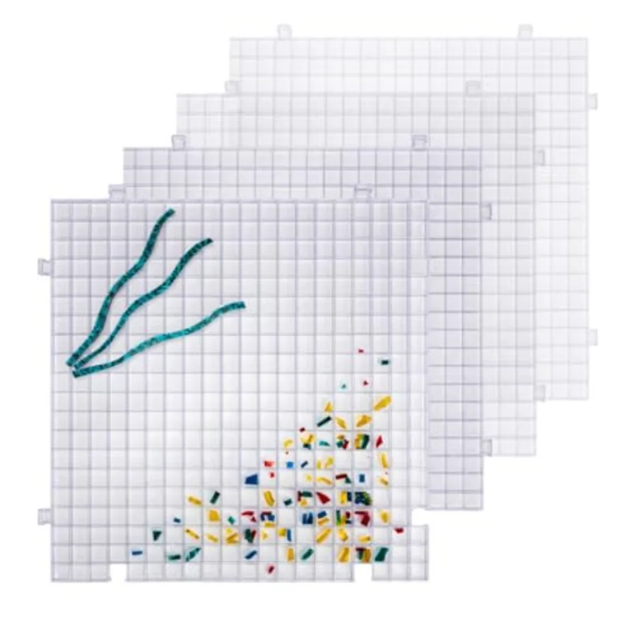 

Creator's Waffle Grid 4-Pack - The Original Multi-Use Modular Grid System - Solid Bottom - Best Used for Cutting Glass, Catchin
