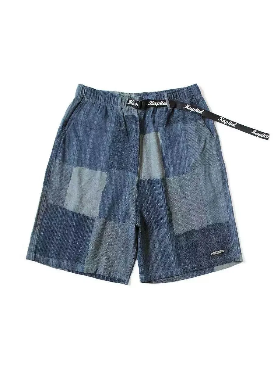 2026 New KAPL Japan Style Hirata Kazuhiro Cotton Color Blocked Jacquard Loose Shorts for Men Summer Wear