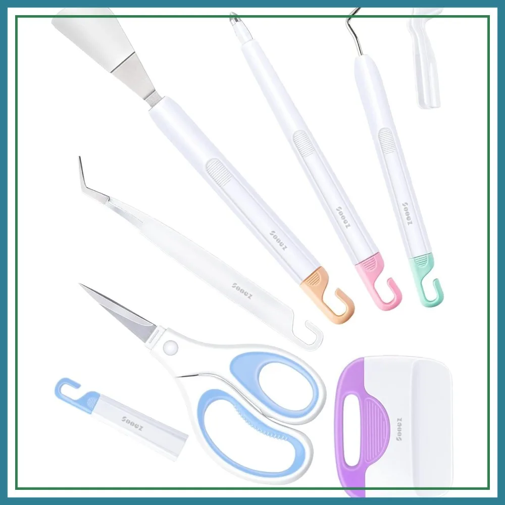 

6PCS Vinyl Tool Kit: Weeder, Scraper, Spatula, Scissors, Tweezers, Stylus for Craft Projects