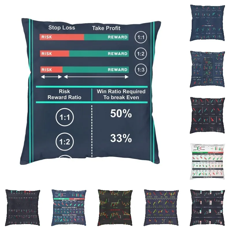 Taxa de recompensa risco lance fronha casa decorativa 3d impressão dupla face estoque forex negociação gráficos capa de almofada para carro