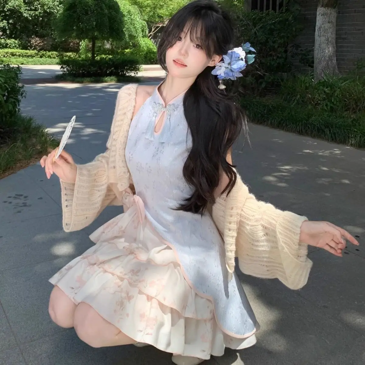 

Japan Sweet New Niche Chinese Style Super Fairy Improved Gentle Cheongsam Slim Short Dress