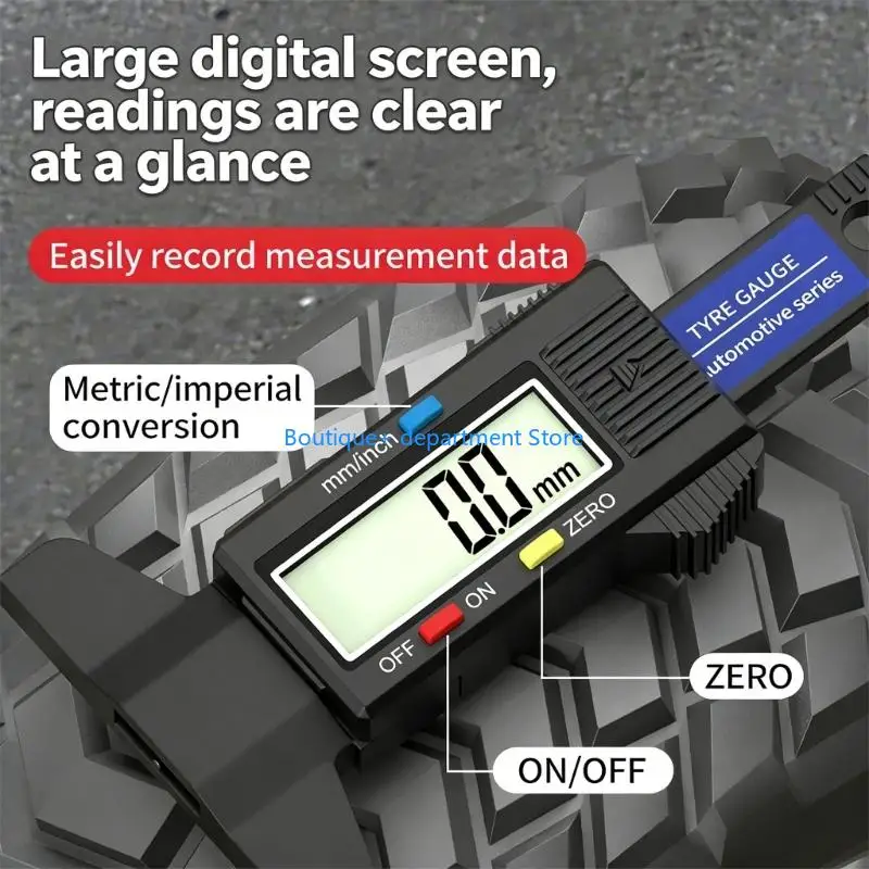 E1PD Tire Pattern Ruler Clear Scale Digital Tire Pattern Depth Ruler Depth Vernier