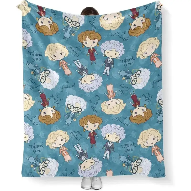 VIKAMA Lightweight Girls Throw Blanket Soft Golden Print Blanket Sofa Bed Dorm Car Office Outdoor Home Decor Gift