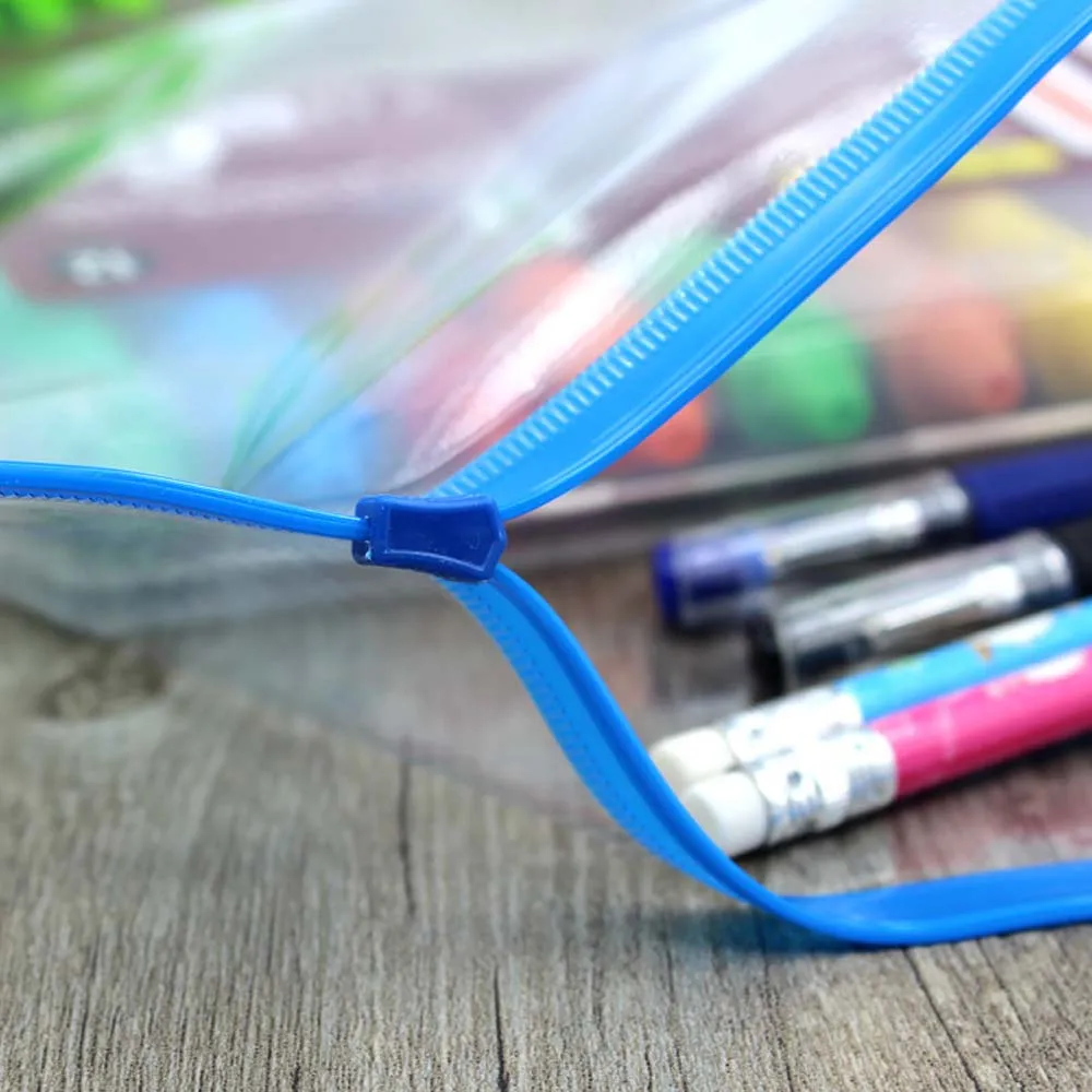 Bolsas de archivos de PVC con cremallera para la escuela, resistente al agua, carpeta de documentos, bolsa de almacenamiento