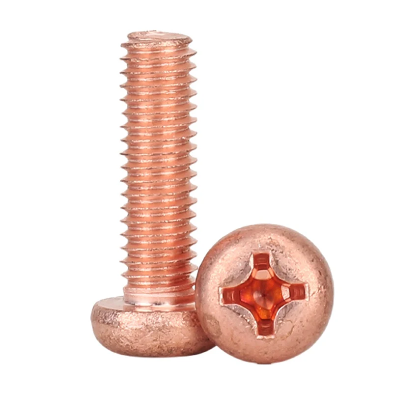 T2 Pure Copper Round Head Cross Screw PM High Conductivity GB818 Pan Head Phillips Groove Machine Tooth Screw M3 M4 M5M6 image 3
