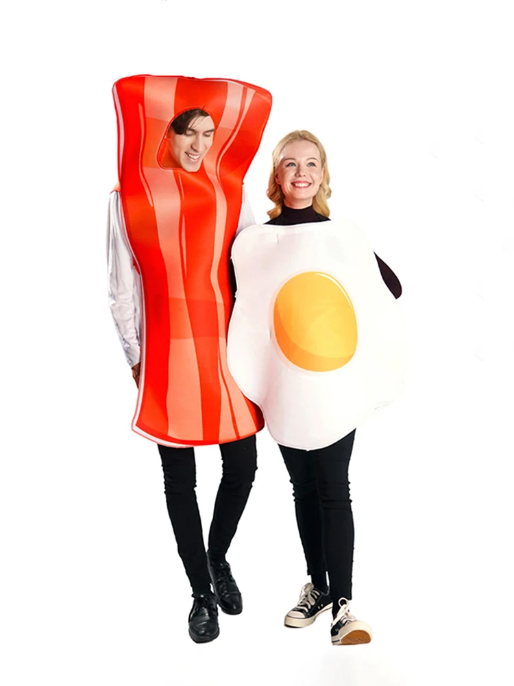 

Halloween Adult Couple's Bag Egg Bacon Party Costume Funny Food Role Playing Costume