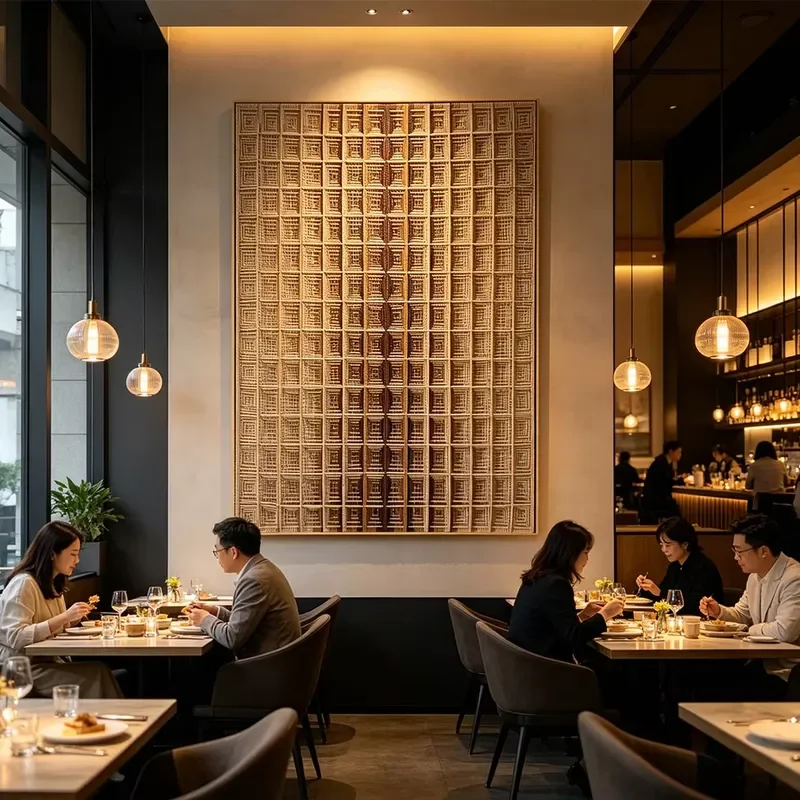 Large Scale Handwoven Macrame Wall Fiber Art Sculpture for Restaurants Commercial Public Spaces