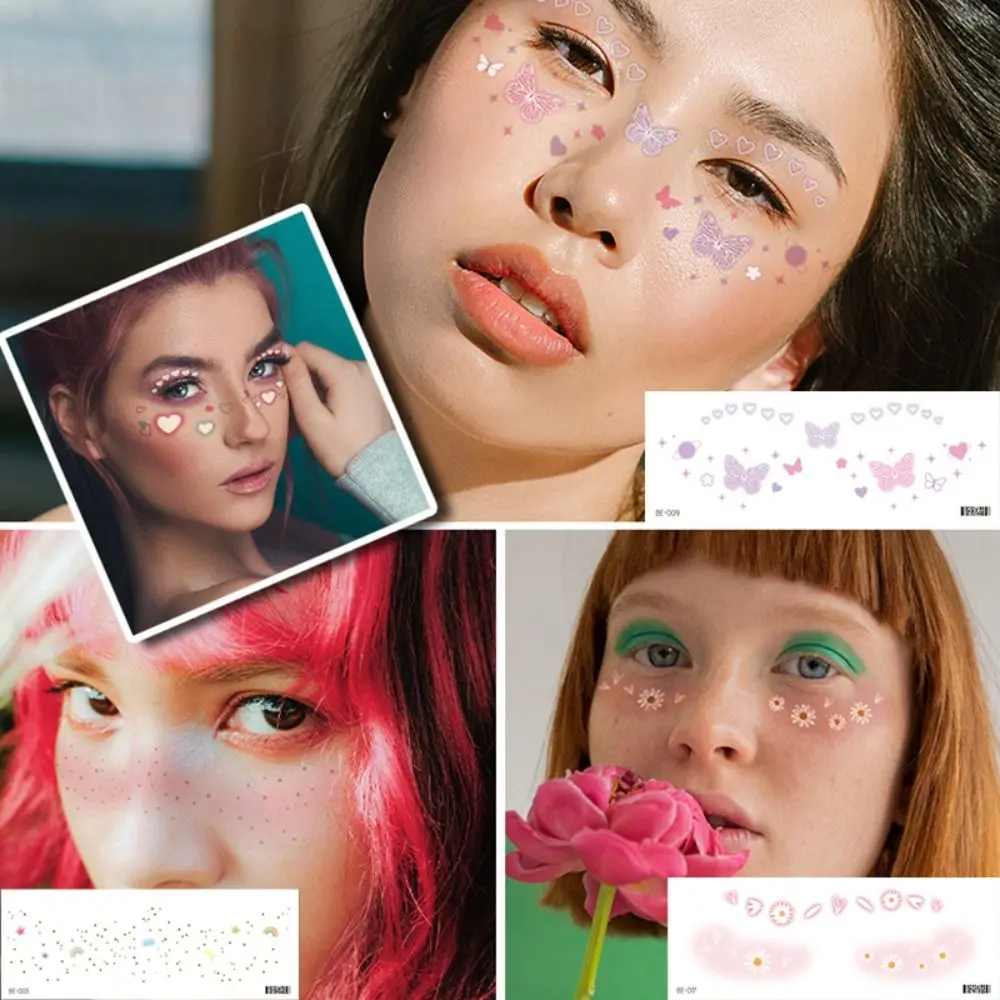 สําหรับปาร์ตี้เทศกาลดนตรีน่ารัก Face Patch กันน้ําหวานแต่งหน้า Eye Makeup Decal สติกเกอร์ใบหน้าชั่วคราว Tattoo สติกเกอร์ความงาม