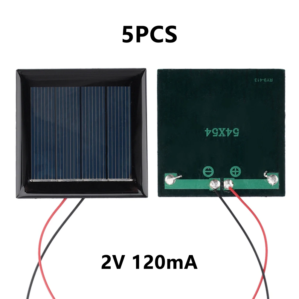 5PCS Mini Solar Board 2V/1.5V/3V/5V Zonnecellen 54*54mm/60*30mm/65*48mm/68*37mm Zonnepaneel A-grade Polykristallijn Silicium