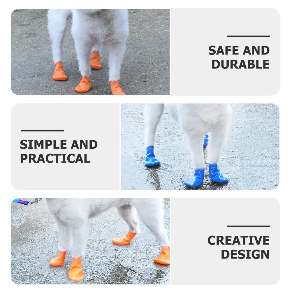 8Pcs Dog Rain Boots Water-Resistant Anti-Slip Dog Booties for Puppies Small Dogs Cats All Seasons Rain Snow Protection