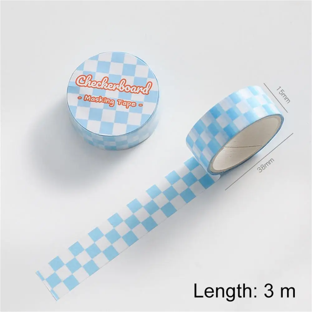 1 Cuộn Washi Băng Dính Dán In Rõ Ràng Có Thể Tháo Rời Chống Mờ Thêu Sò Washi Checkerboard Hoa Văn Mẫu Băng Cho Ki