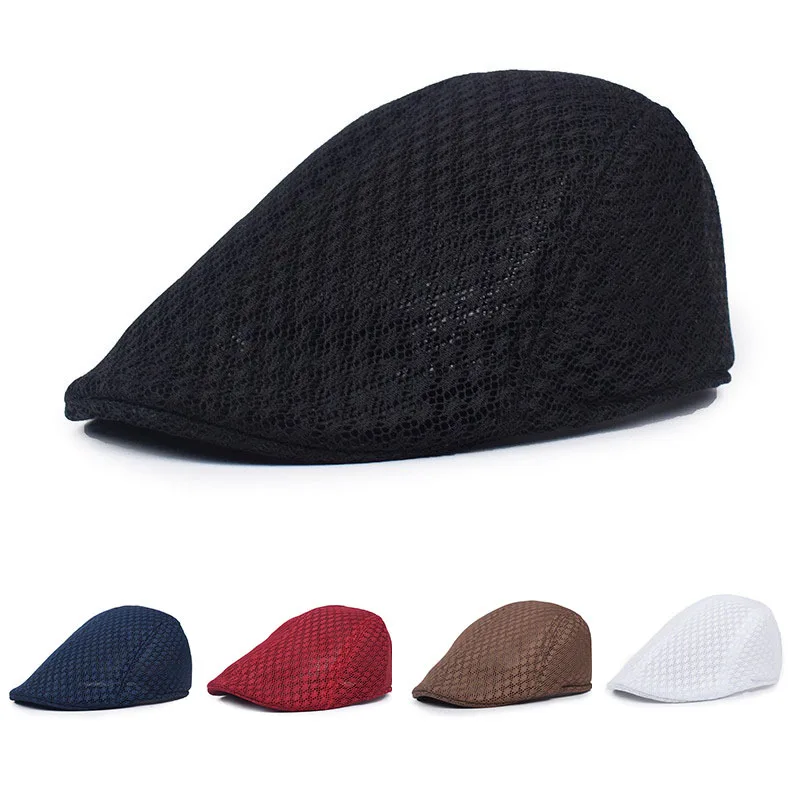 Popular Summer Beret Cap For Men Hollow Breathablet Solid Casual Dad Father Best Matched Sunshade Visor Hat Cheap Wholesale Gift