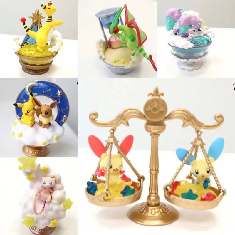 Q-Version Pet Elf Q-Version 6 1st Generation Pokemon Starry Sky Elf Eevee Pikachu Model Ornament Box Egg Figurine Figurine Toy