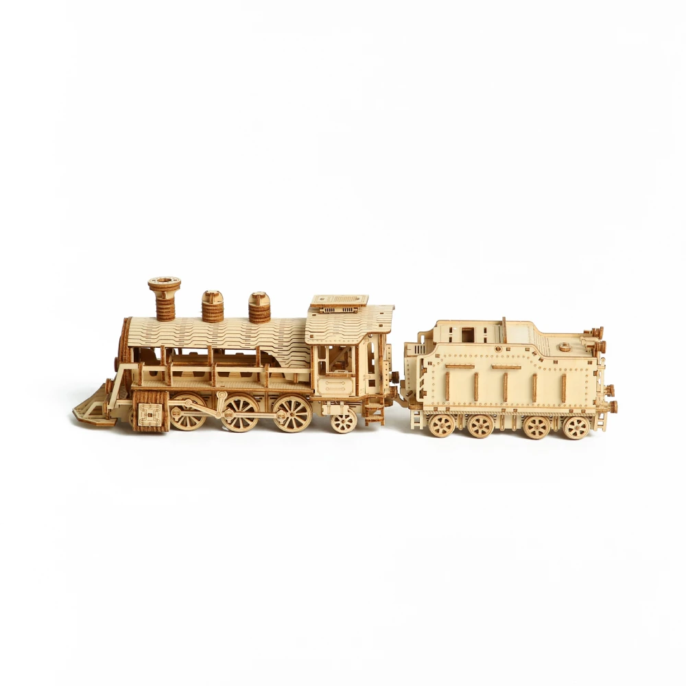 DIY Wooden Train Locomotive Puzzles Toys 3D Children Mechanical Assembling Montessori Educational Kids Ships Cars Trucks Models