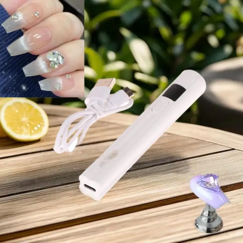 LED Lighted Mini Nail Dryer with UV Function, Rechargeable via USB, Perfect for Gel X Lamps