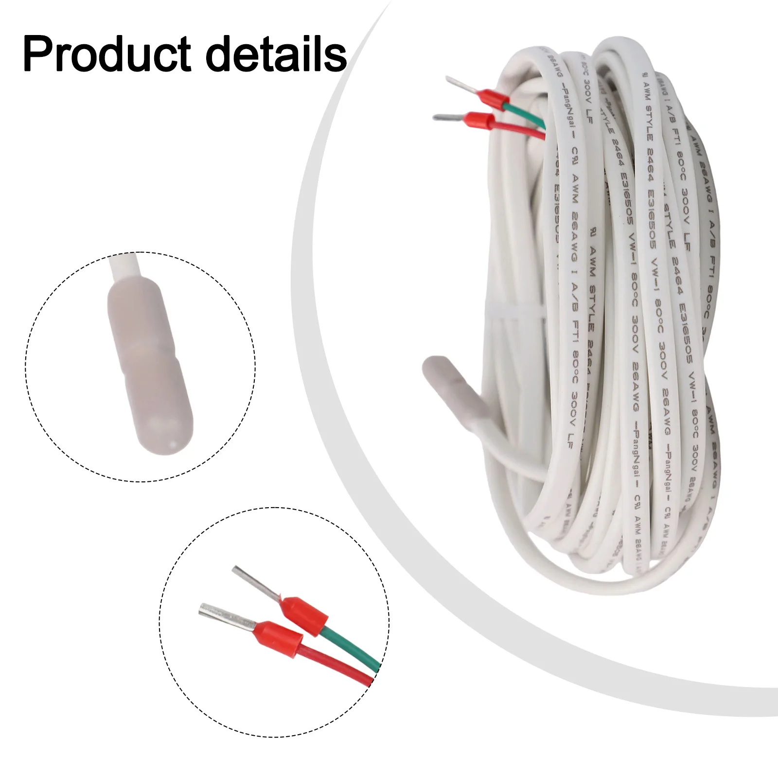Floor Heating Temperature Sensor Outdoor Heating Indoor Heating 5m White High Accuracy Temperature Sensor Sturdy Cable Design