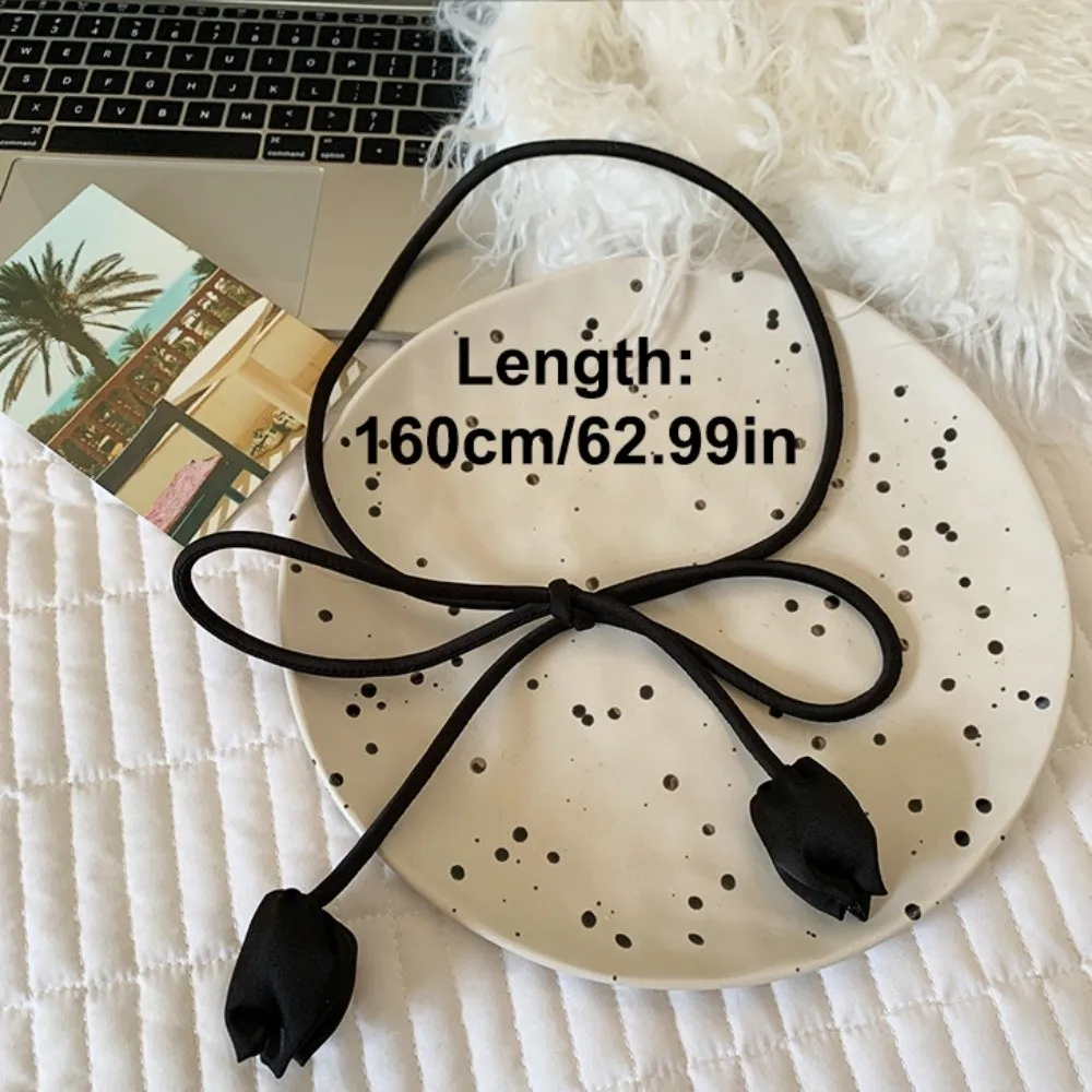 Элегантный пояс из искусственной кожи с тюльпанами круглой формы, тонкий завязанный ремень для платья, длинный ремень с цветочным принтом, веревка, ремень для свитера