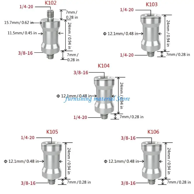 Y5GD 1/4-3/8Inch Precise Threaded 6061 Aluminum Camera Tripod Light Stand Converter