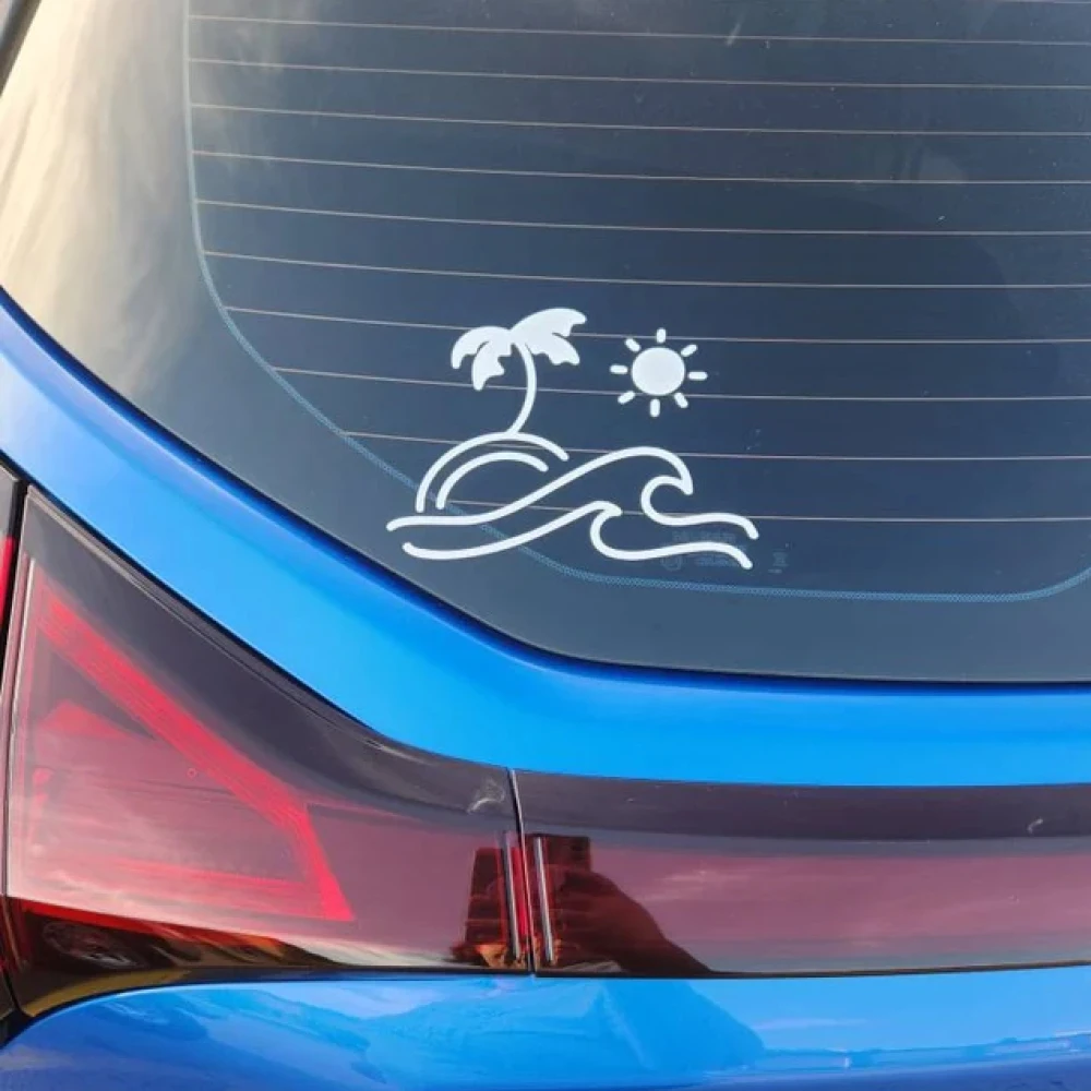 Beach  Wave And Sun Car Decals  Ocean Palm Tree  Vibes Stickers Vinyl Decor Accessories Waterproof  Tunning Decoration