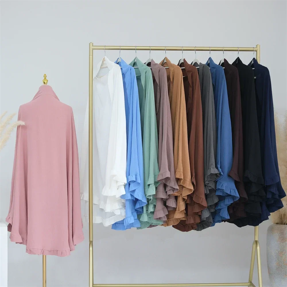 Eid Ramadan Muslim Women Tops Khimar Islam Clothing Arabic Robe Dubai Abaya Turkey Kaftan Niqab Headdress Headscarf Nikab Dress