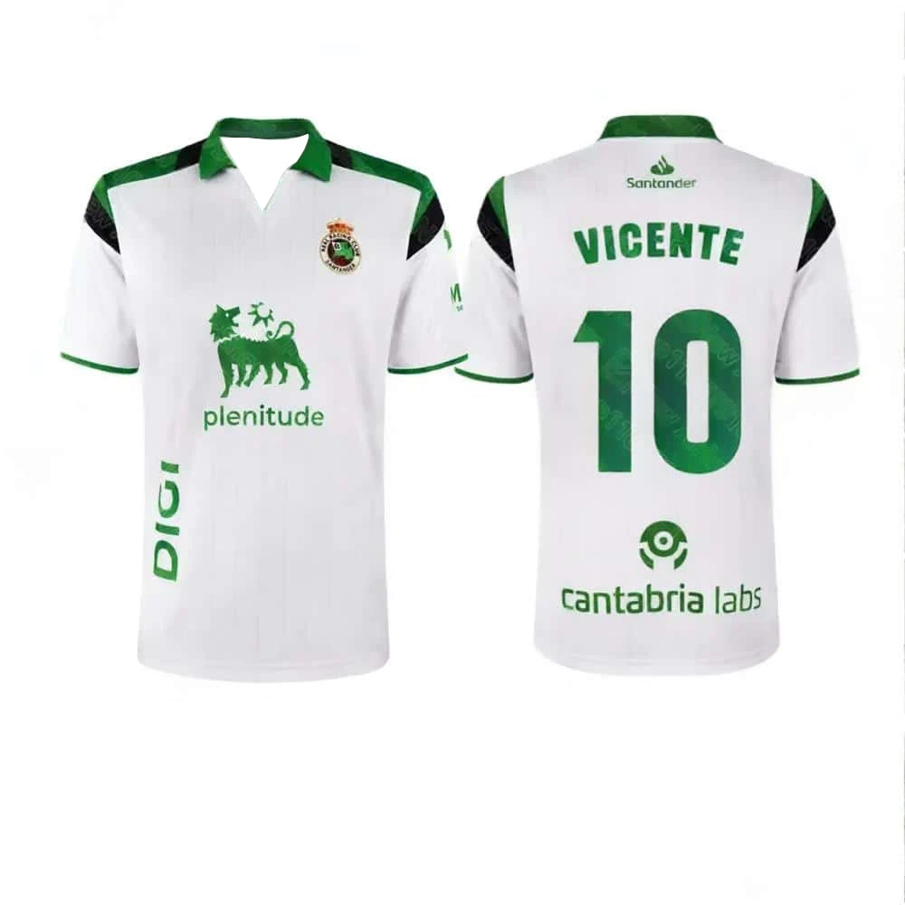 2026-27 Racing De Santander Zabiri # 21 Iñigo Vicente # 10 Schnell Trocknende Sommer-Fußball-T-Shirts für Herren für Training und Heimspiele – Detail 8