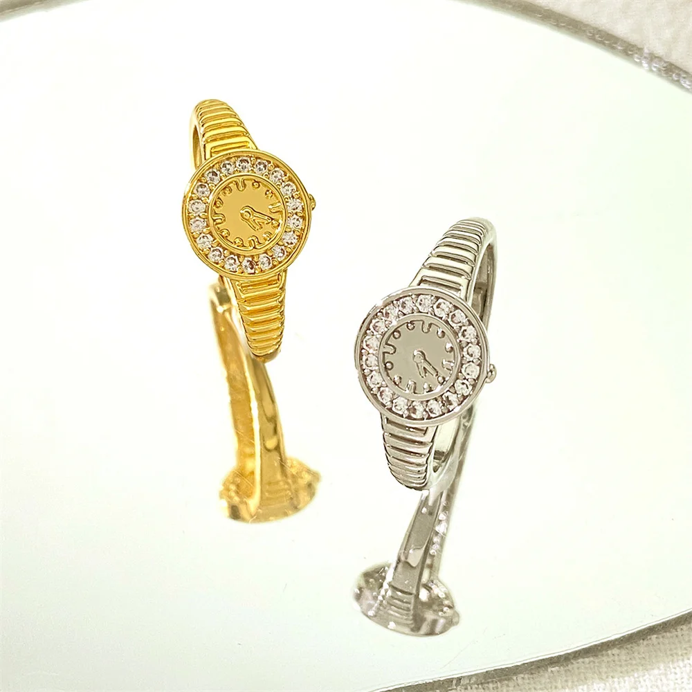 Creative Watch Zircon Ring for Women Men Trendy Watch Adjustable Opening Rings Party Gifts New Arrivals Jewelry Couple Item