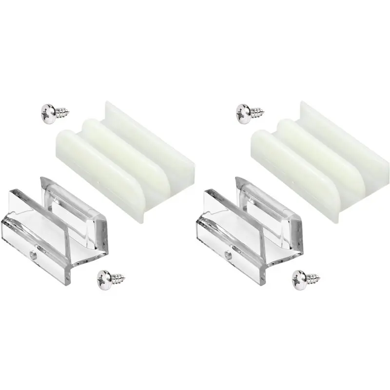 ABMI-2X 2-Size M6219 Sliding Shower Door Bottom Guide Combo Pack-Rails For Glass Shower Doors Fits 1/2In & 3/8In Glass,