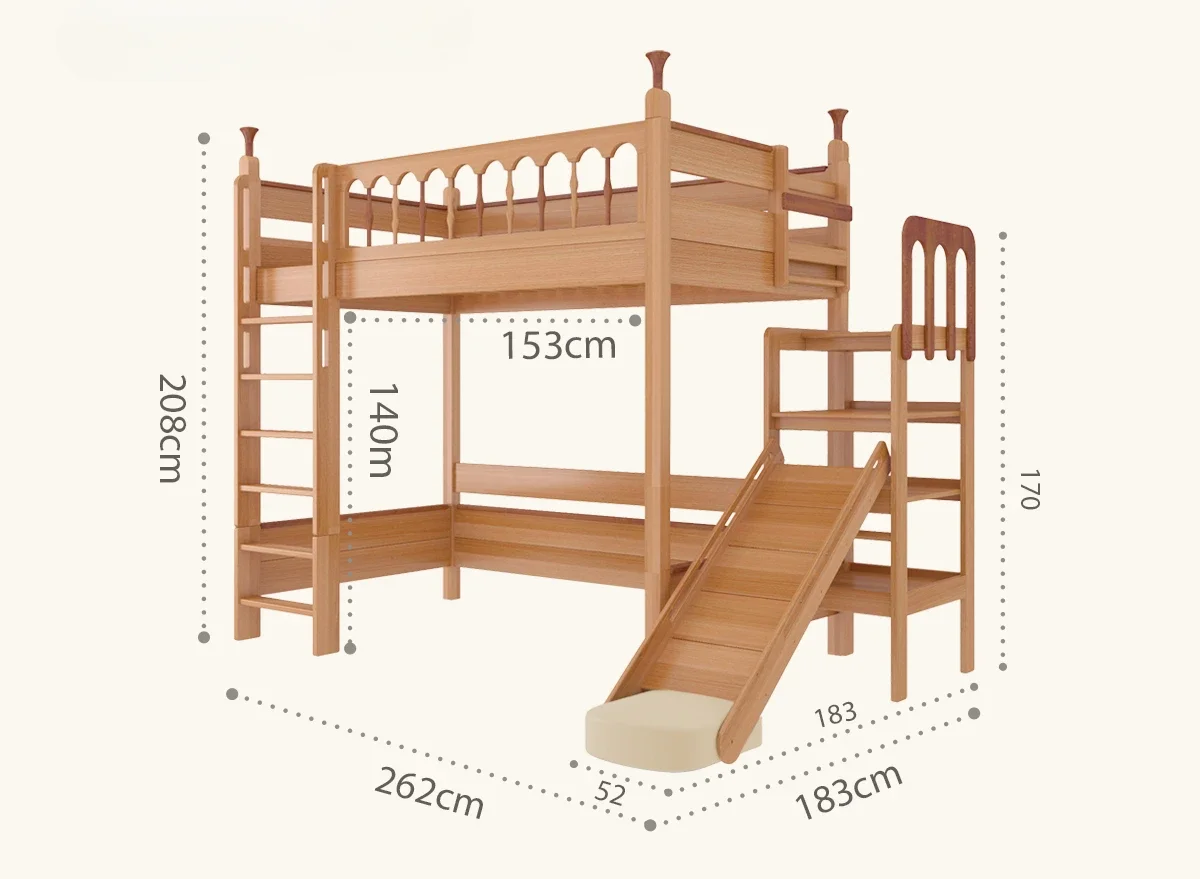 Solid wood children's half-height bed can be raised multi-functional children's room bed under the table elevated bed