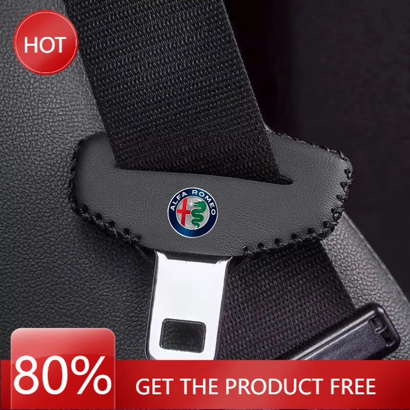 

Hub Caps 2pcs Car Seat Belt Buckle Cover Leather Protector Anti-collision Case For Alfa Romeo Mito Brera 147 Giulietta Sportiva