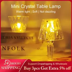 Crystal Desk Lamp Projetor Acrylic Table Lamp LED Night Lights Bedside Lighting Light For Bedroom Decorations USB Light