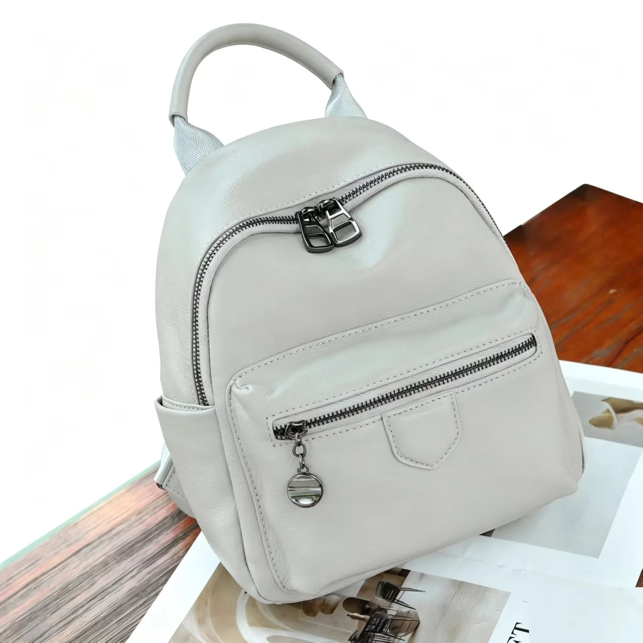 Small Genuine Leather Backpack Woman Real Cow Leather Tote Bags For Ladies Fashion Cowhide Shoulder Bag 2026 New