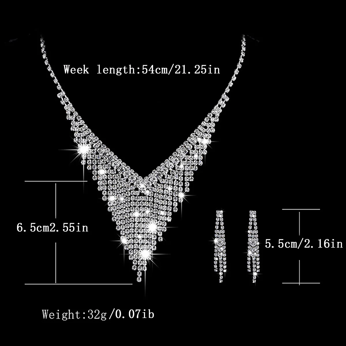 BLIJERY Elegant Sparkling Rhinestones Bridal Wedding Jewelry Sets for Women Crystal Necklace Earrings Jewelry Sets Birthday Gift