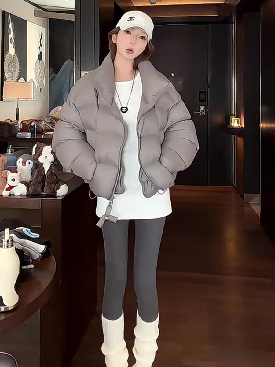 Faionable Red ort Puffer Jaet abrigo de invierno para mujer cuello alto Du down pan prendas de vestir exteriores Casual Sle Thiened