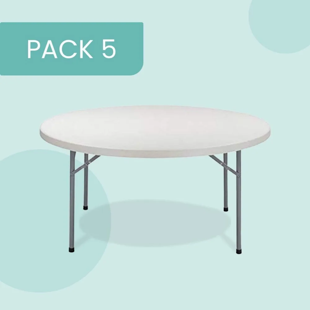 Table pliante en plastique TitanPRO, table pliante d'extérieur robuste, 60 en effet, ronde, paquet de 5, 150 kilogrammes, 60 