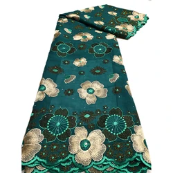 African Cotton Lace Fabric Swiss Voile Lace 2025 New Arrivals 5Yards with Stones for Sewing Women Wedding Party