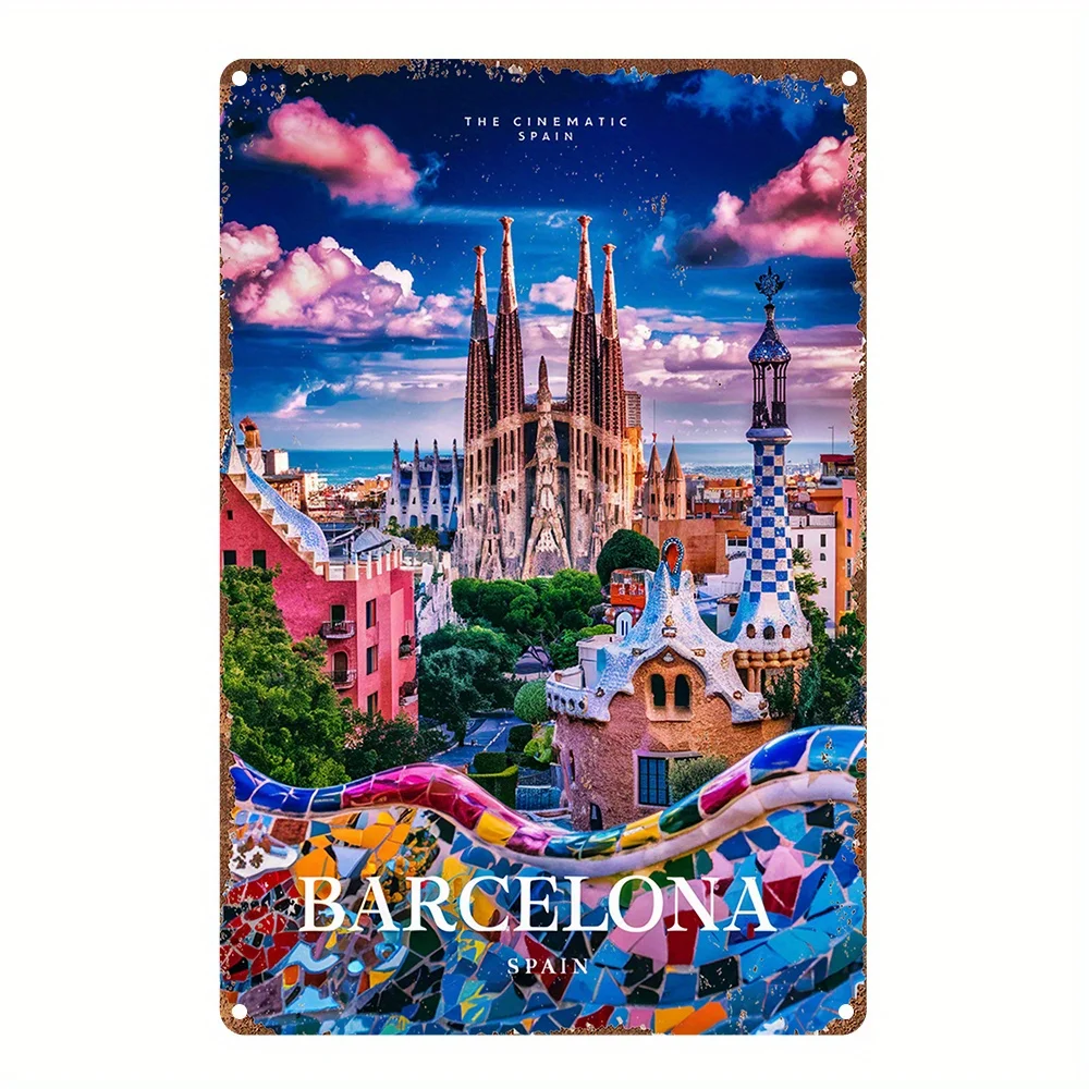 Raumdekoration, Aluminiumschild, Cinematic Spain, Kunst-Wanddekoration, Geschenk für Schlafzimmer, Küche, Spielzimmer, Balkon, Garten, Veranda, Bar
