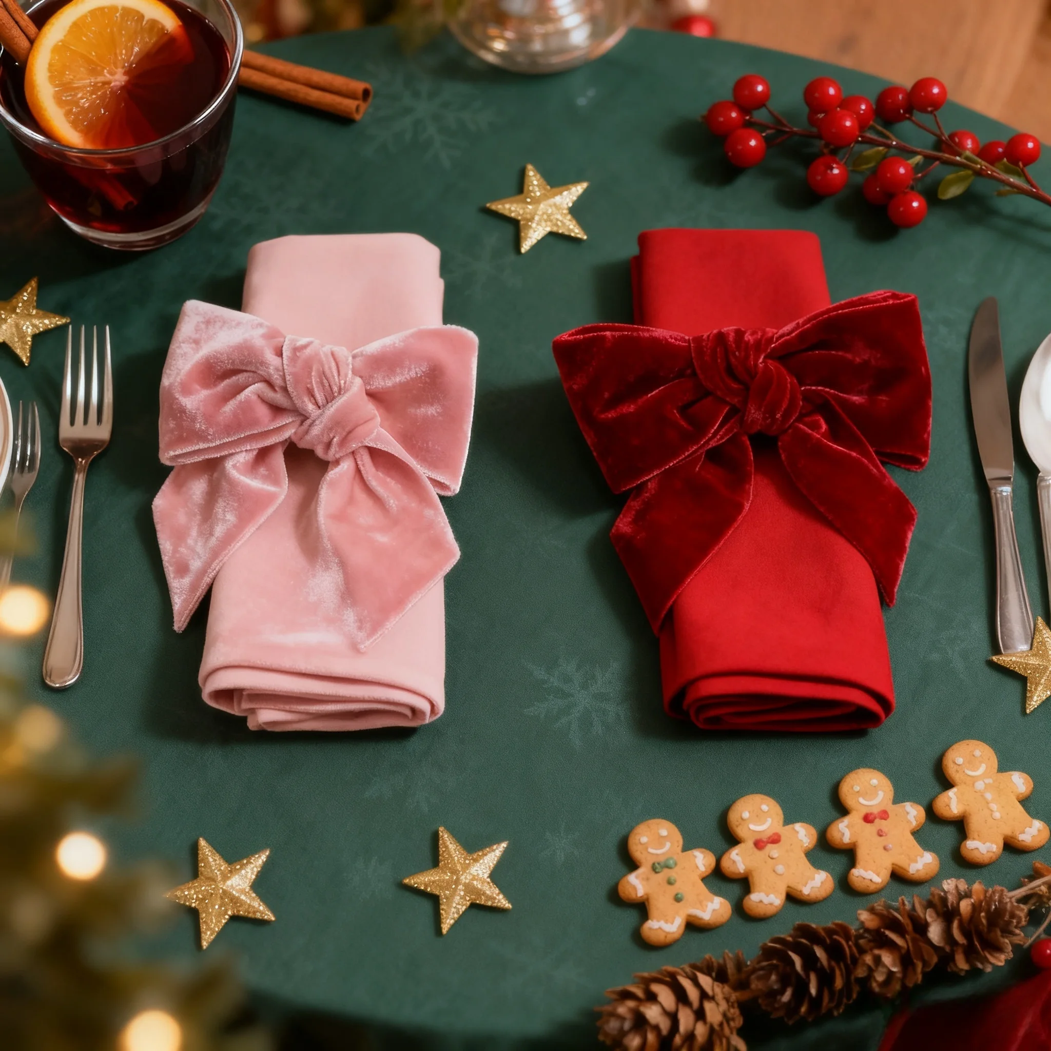 

6pcs Bow Napkin Rings Red Pink Serviette Buckles for Thanksgiving Christmas Weddings Birthday Party Dinner Table Decor