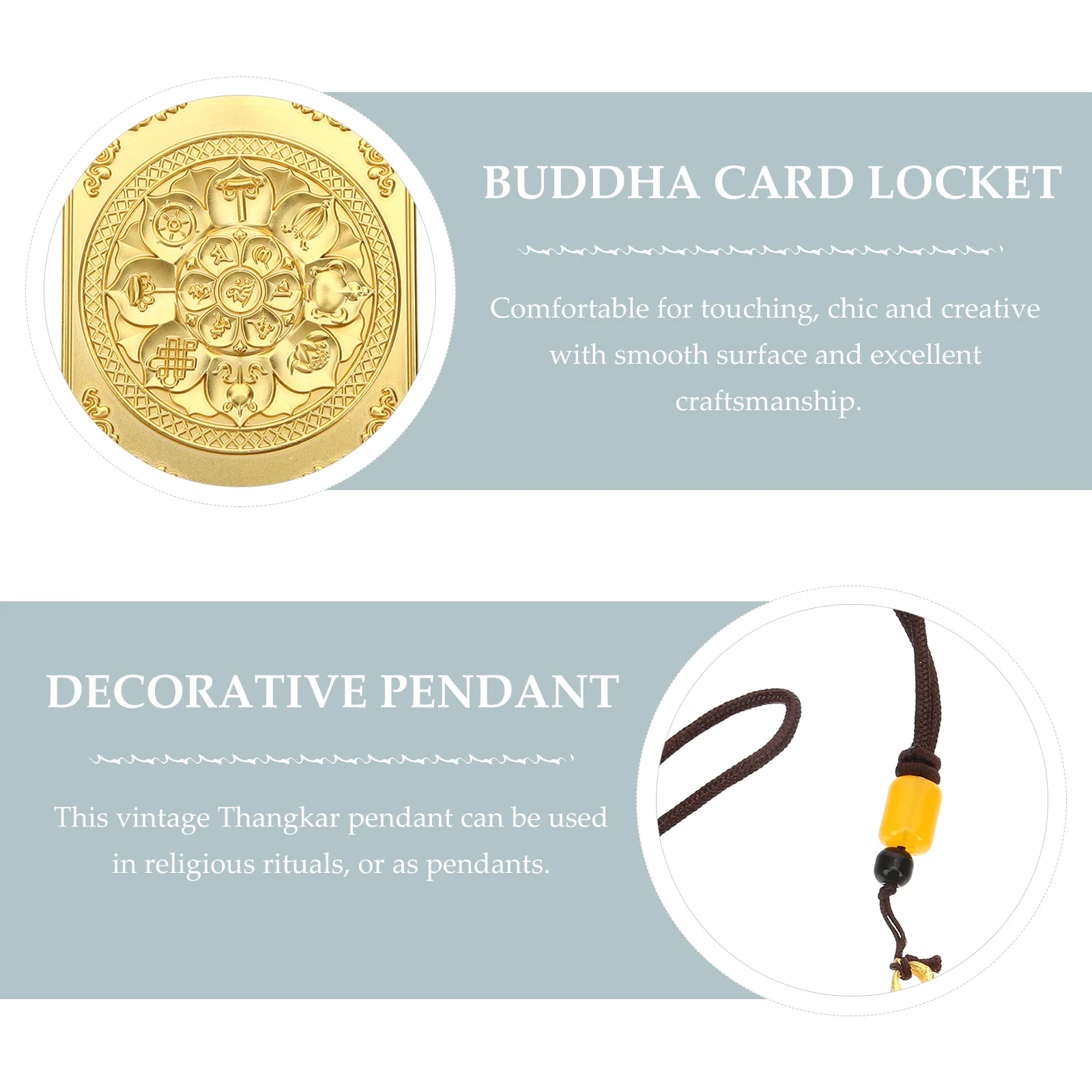 

Retro Buddha Card Locket Vintage Pendant Thangka Decor Religious Ritual Charm Pendant Necklace Car Key Chain Charm