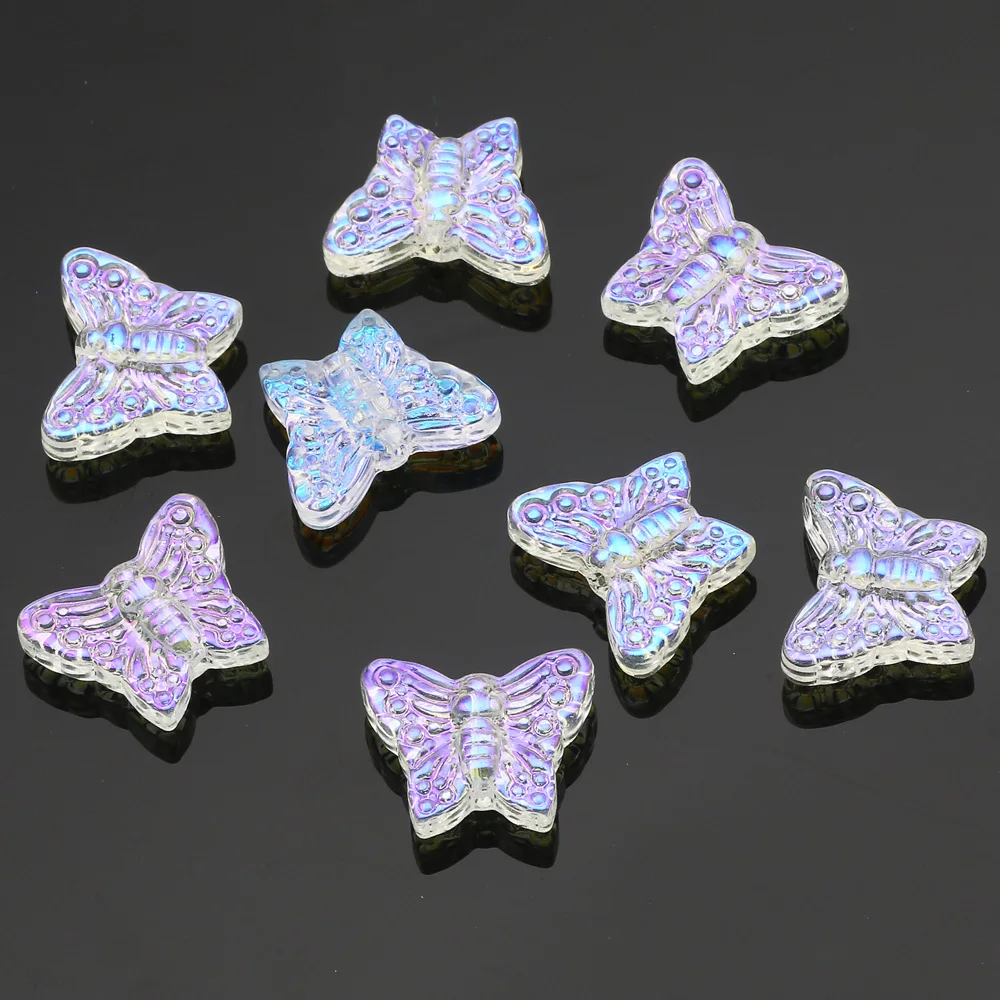 30 Stück bunte Lampwork-Glasperlen in Schmetterlingsform, lose Distanzperlen für DIY-Armbänder, Ohrringe, Schmuckherstellung, Zubehör
