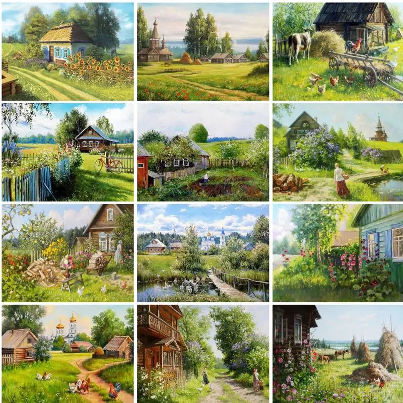 RUOPOTY Paint By Number house Scenery Drawing On Canvas HandPainted Painting Art Gift DIY Pictures By Number Landscape Kits Home