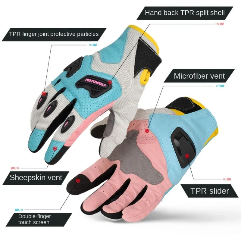 Motowolf Motorcycle Gloves For Autumn And Summer Anti Fall Off-road Racing Men's And Women's Breathable Touch Screen Gloves