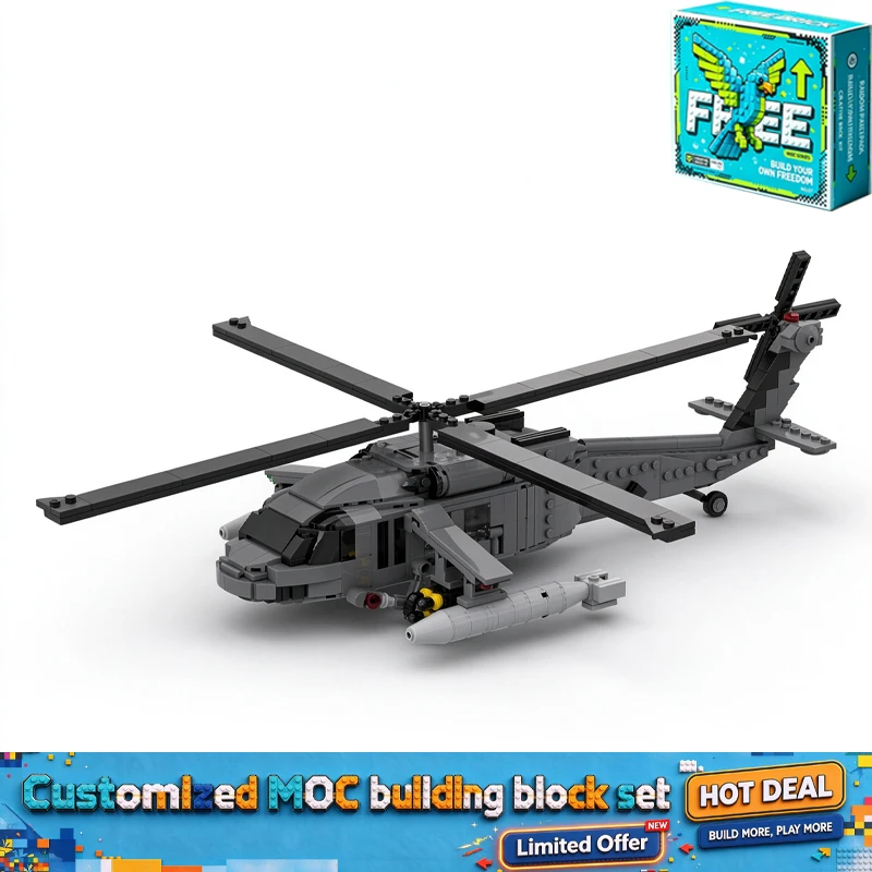 968PCS MOC Transport Helicopter Aircraft Model Custom Building Blocks Aviation Display Stand DIY Creative Assembly Toy Gift