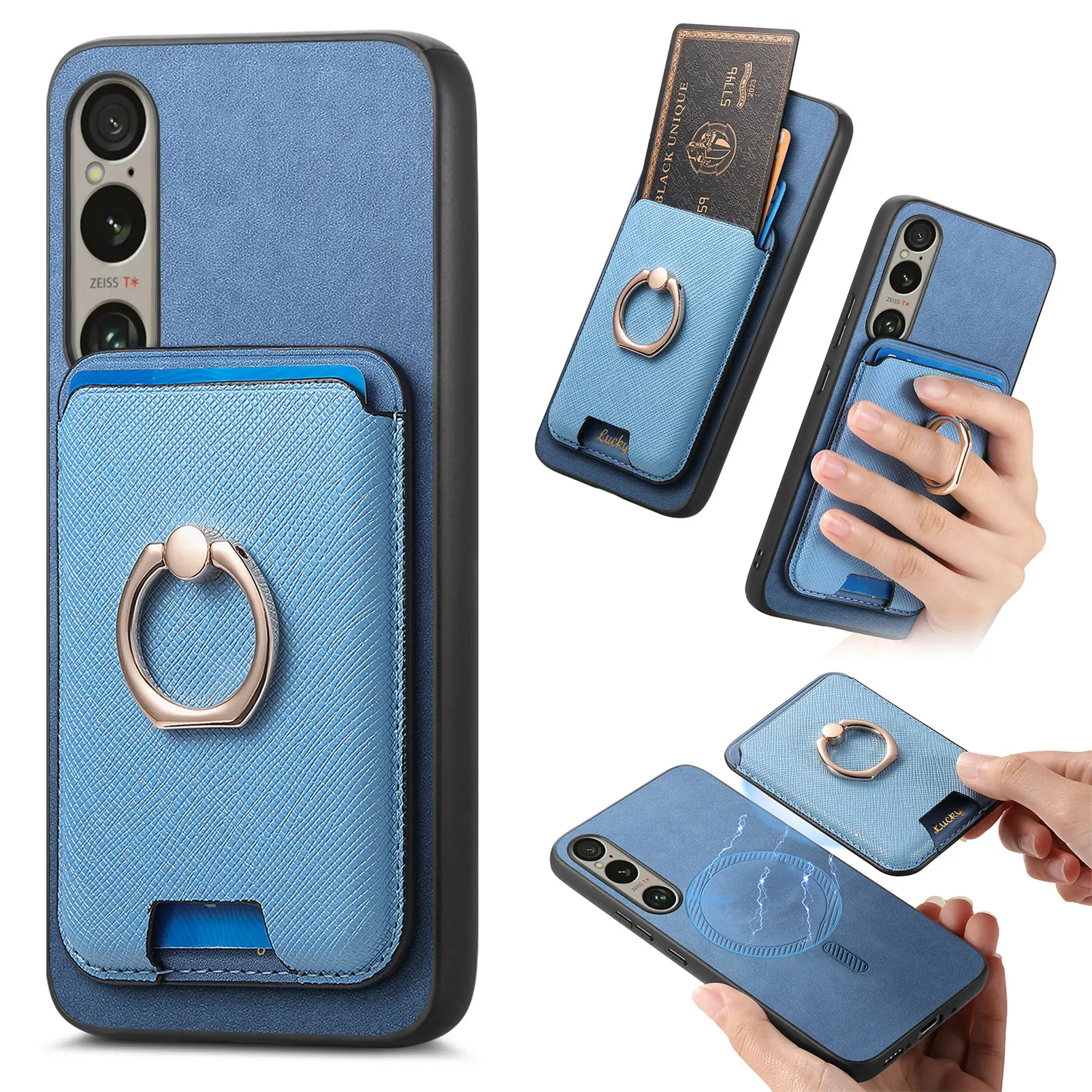 2 in 1 Detachable Magnetic Ring Holder Card slot wallet Leather Back Cover For Sony Xperia 1 VI 10 VI 5 V 1 V 10 V Phone case