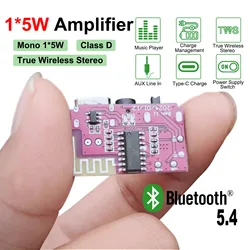 DC 3.5V-5V 5W Bluetooth 5.4 Mono Amplifier Decoder Board Music Player TWS 3.5mm AUX Module Receiver DIY Handmade Speaker