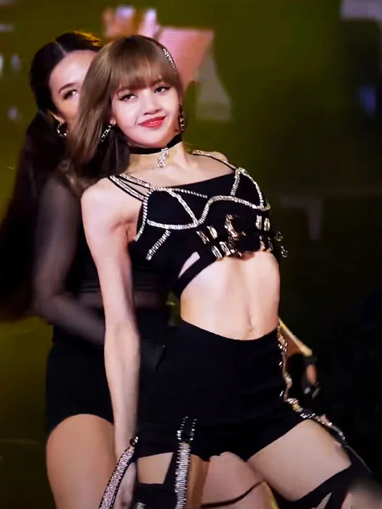 Lisa Kpop Bühnenoutfits Street Dance Jazz Dancer Kostüm Festival Outfit Damen Gogo Dj Rave Festival Kleidung Hip Hop