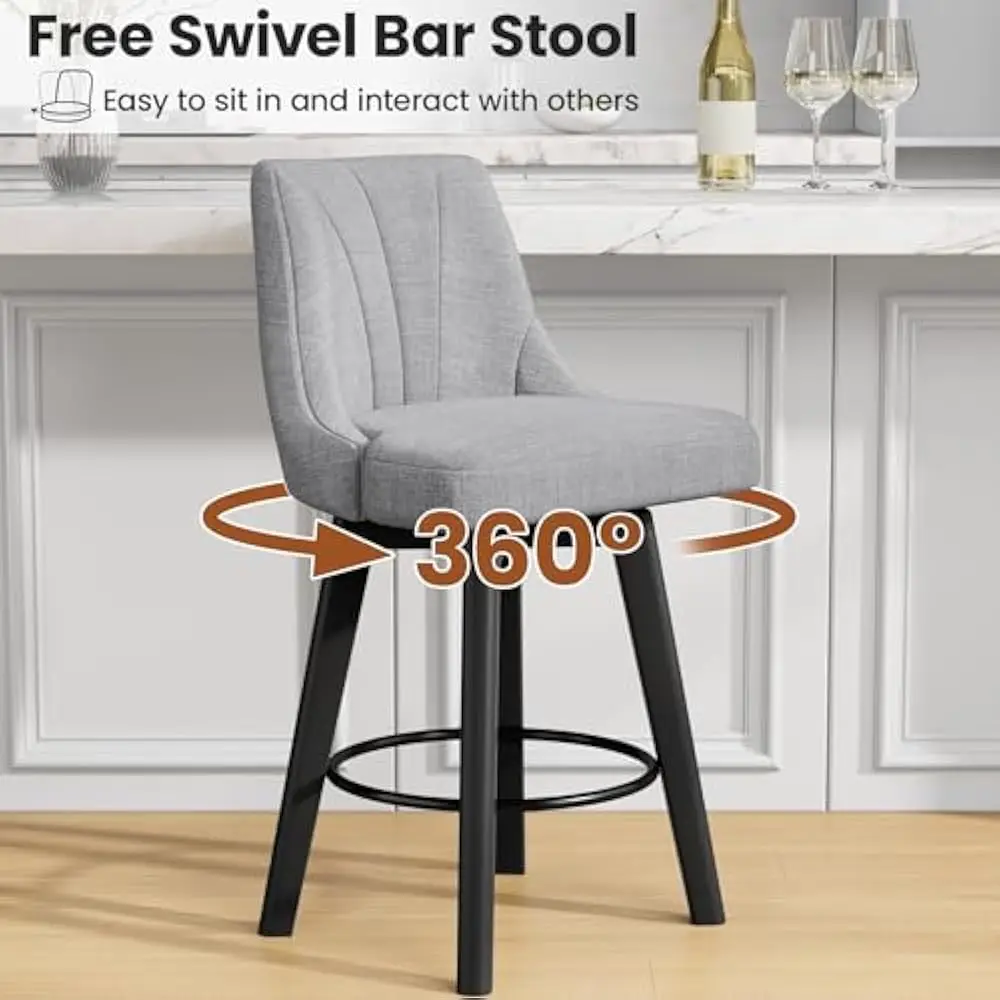 24인치 덮개를 씌운 바 의자, PU 가죽 바 의자 3개 세트, 카운터 높이 회전 바 의자 등받이 원목 다리, 바 의자