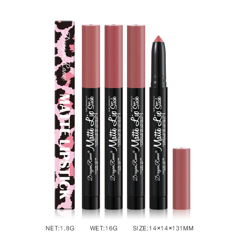 Rossetto opaco Penna da donna Rossetto Pasta di fagioli Rosa Temperamatite automatico Matita per labbra