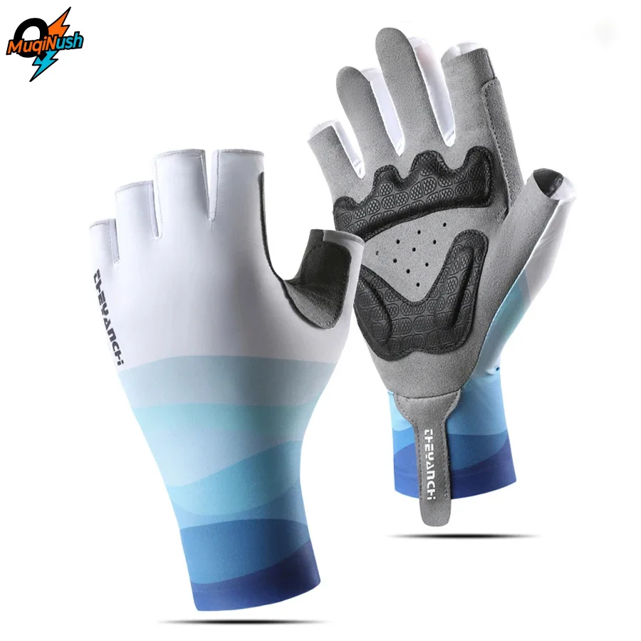 

MuqiNush 1 PAIR Fingerless Sunscreen Gloves Breathable Non Slip for Women and Men Fishing Cycling Camping Outdoor Activities