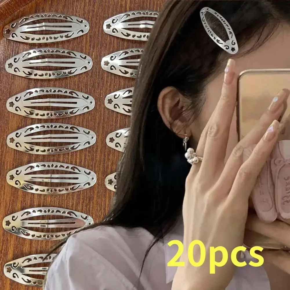 

Vintage Hollow Out Hair Clips Y2K Girls Geometric Oval Snap Hairclips Punk Metal Side Hairpins DIY Bangs Clip Hair Accessories